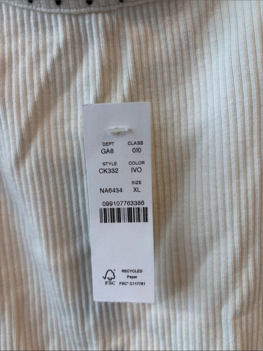 J. Crew White Ivory Ribbed Tank with Black Crochet Trim